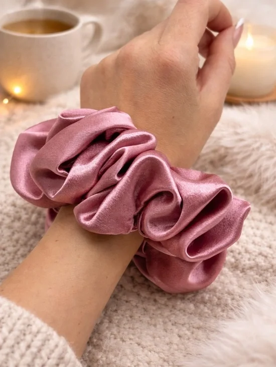 Dusty Rose Satin XXL Scrunchie - Picture 3 of 3